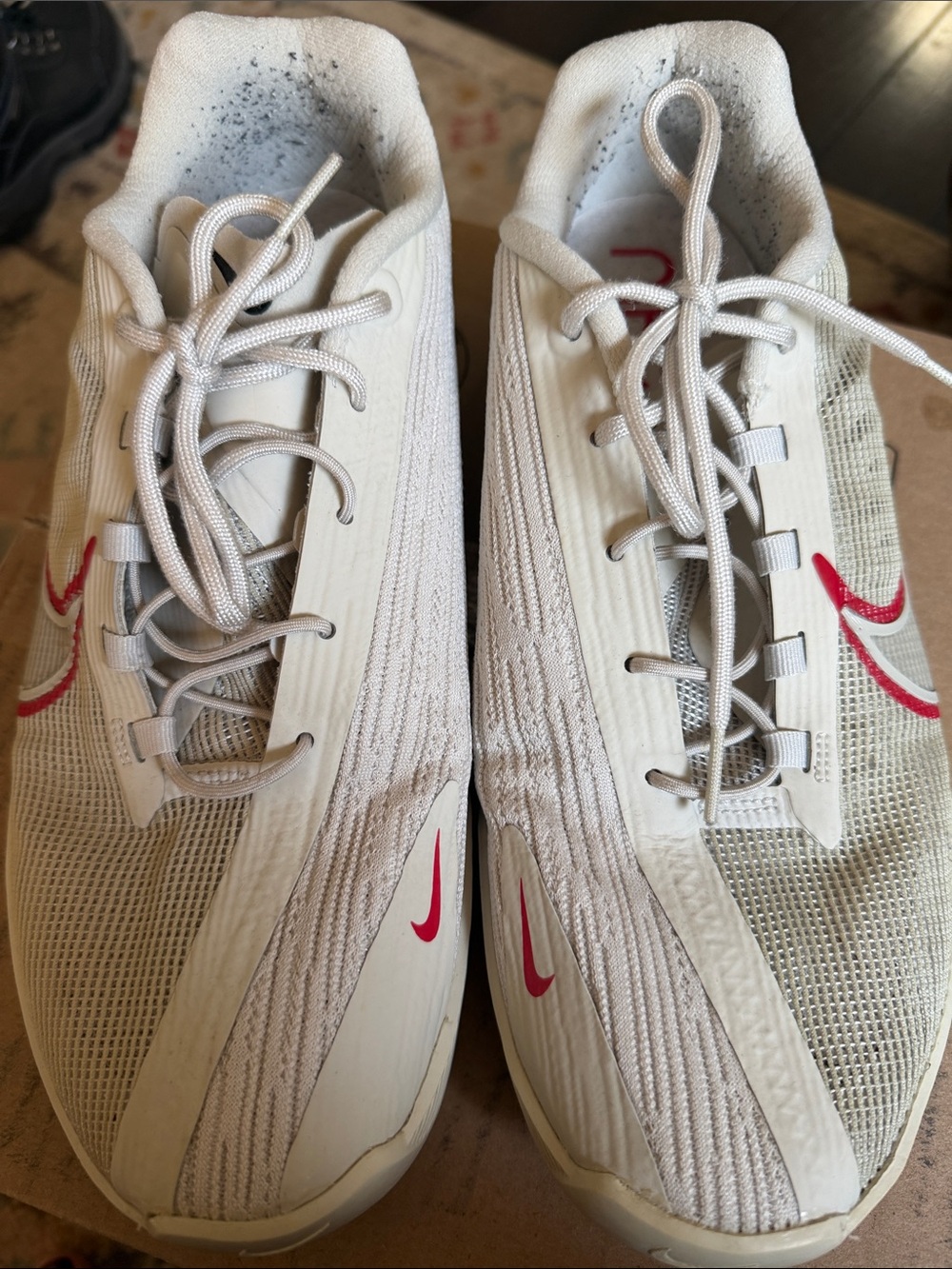 Nike Men’s React Metcon Turbo White and Red Athletic Running Shoes